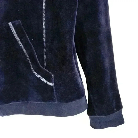 Vintage Y2K Boca Velour Zip-Up Sweatshirt L Navy - Picture 8 of 12